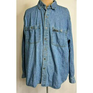 Mens Harley Davidson Denim Shirt XL With Embroidered Eagle Patch